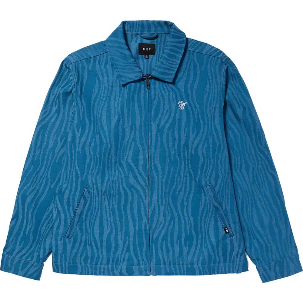 HUF Jaquard Tiger Work Jacket Oil Blue Size Small *Brand New*